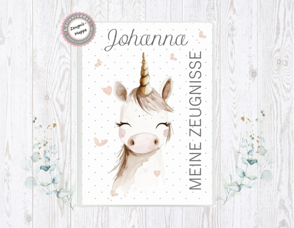 zauberhafte Zeugnismappe Sammelmappe Einhorn Name personalisiert  Einschulung Schulkind Zeugnisse Lüttentüddel®